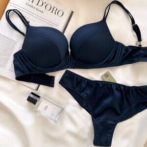 Intimissimi 100% Silk Super Push-Up Bra (36B) and Pantie (M) 2-Piece Set